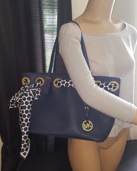 Mk Jet Set Scarf Tote (Blue) - Picture 2 of 11